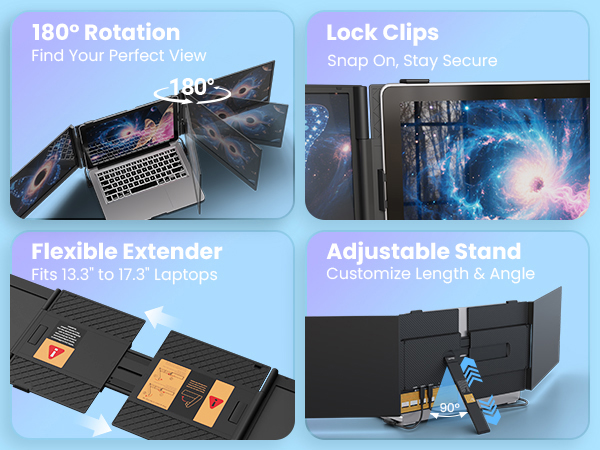 180° Rotation &amp;amp; Lock Clips &amp;amp; Flexible Extender &amp;amp; Adjustable Stand