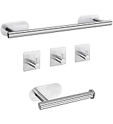 Self Adhesive Towel Bar, JiGiU Bathroom Hardware Set Include 16-Inch Bath Towel Bar,Toilet Paper ...