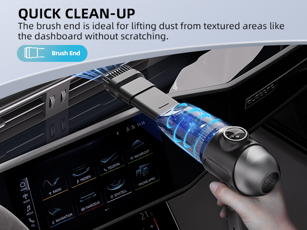 brush end to clean the dashboard or other extured areas