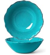 LEHAHA Vintage Melamine Salad Bowls Set, 2 pieces 130 OZ Large Pasta Bowls and Mixing Bowls, 12 i...