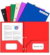 SUNQEBO Two Pocket Folders with 3 Hole Punch, 6 Pack Paper Folders with Pockets Fit 3 Ring Binder...