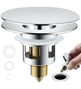 Hygie Rinse Universal Bathroom Sink Stopper All Metal 2 in 1 Pop Up Basin Sink Drain Strainer for...