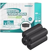 SWIHELP Medium Garbage Bags 8 Gallon /30 Liter Trash Bags Wastebasket Bin Liners Plastic Trash Ba...
