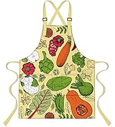 LshyMn Vegetable Apron Vintage Plant Crops Pumpkin Greens Leaves Fruit Apple Pattern Print Bib Ap...