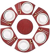 pigchcy Wedge Shaped Placemats Set of 6 with Centerpiece Round Mats Washable Kitchen Placemats He...