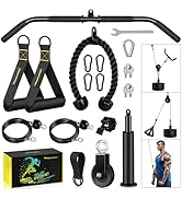RENRANRING Fitness LAT and Lift Pulley System Gym - Upgraded LAT Pull Down Cable Machine Attachme...