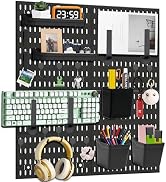 Hokimder Pegboard Wall Organizer Kit, 4 Pcs Black Pegboards with 21 Accessories