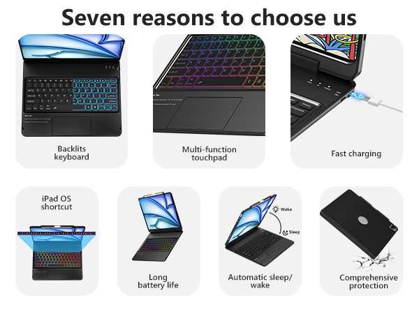 Keyboard Case for iPad Air 13 inch and Pro 12.9