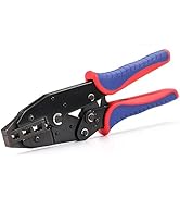 HKS Crimping Tool for Sleeves Ferrule Terminals &amp; Pin Cord End- Ratcheting Wire Crimpers - AWG 3-...