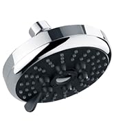 BRIGHT SHOWERS High Pressure Rain Shower Head 3 Spary Settings Fixed Showerhead 4.6 Inches Rainfa...