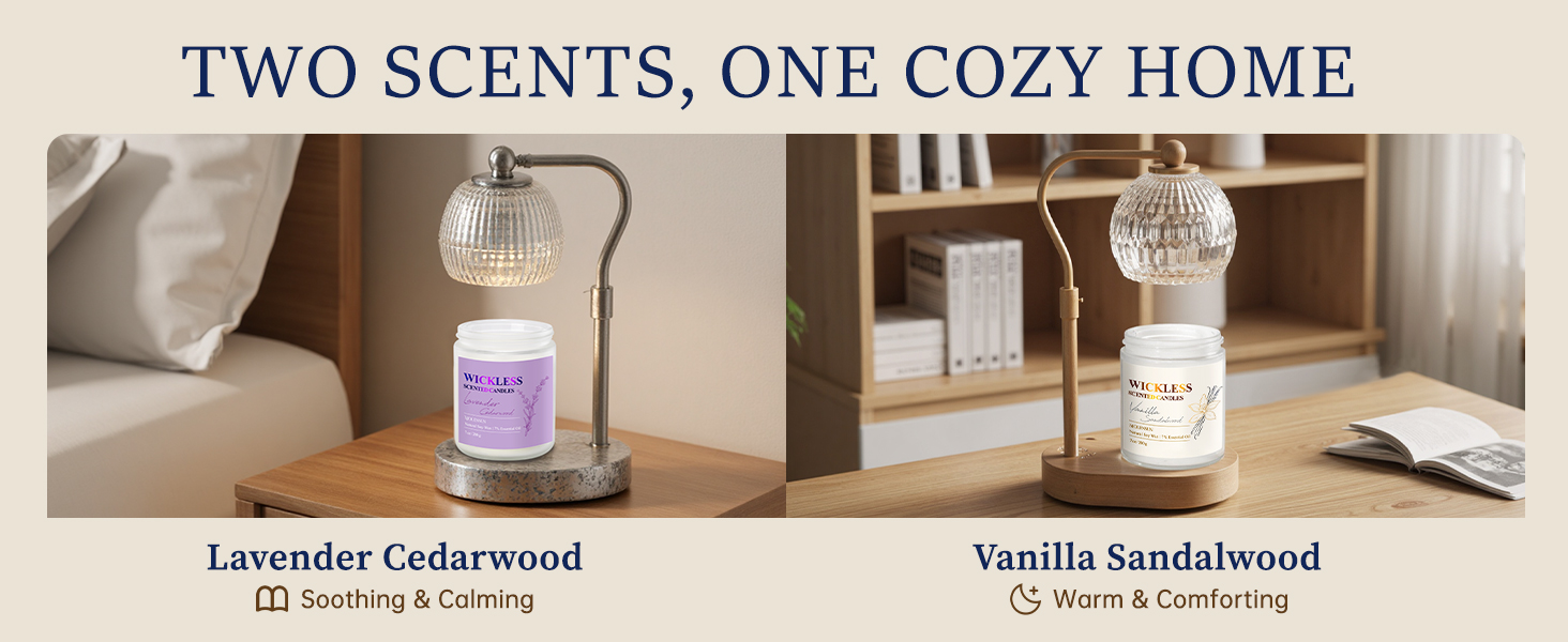 wickless candle warmer lamp soy wax scented non toxic vanilla sandalwood lavender cedarwood