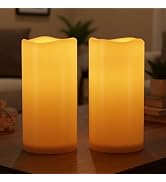 Amagic Flameless Candles with Dusk to Dawn Sensor, 3"x6", Set of 2 | Outdoor waterproof battery o...
