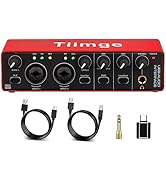 Tiimge 2x2 USB Audio Interface for PC, with 48V Phantom Power, 24Bit/192kHz High-Fidelity, Mic Pr...