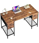 Huuger 47 Inch Computer Desk with 4 Drawers, Office Desk with Mesh Shelf, Gaming Desk, Large Stor...