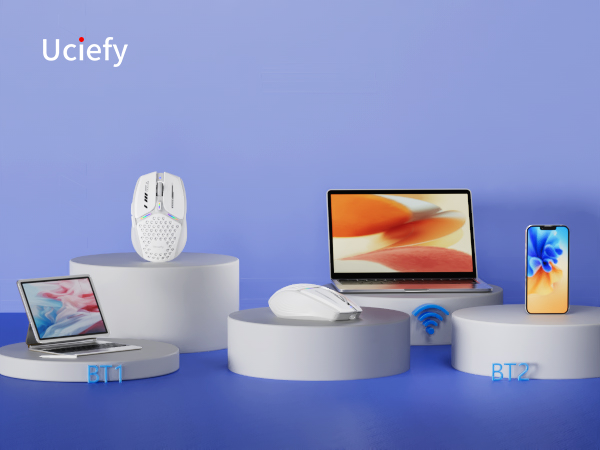 triple mode bluetooth mouse Portable white
