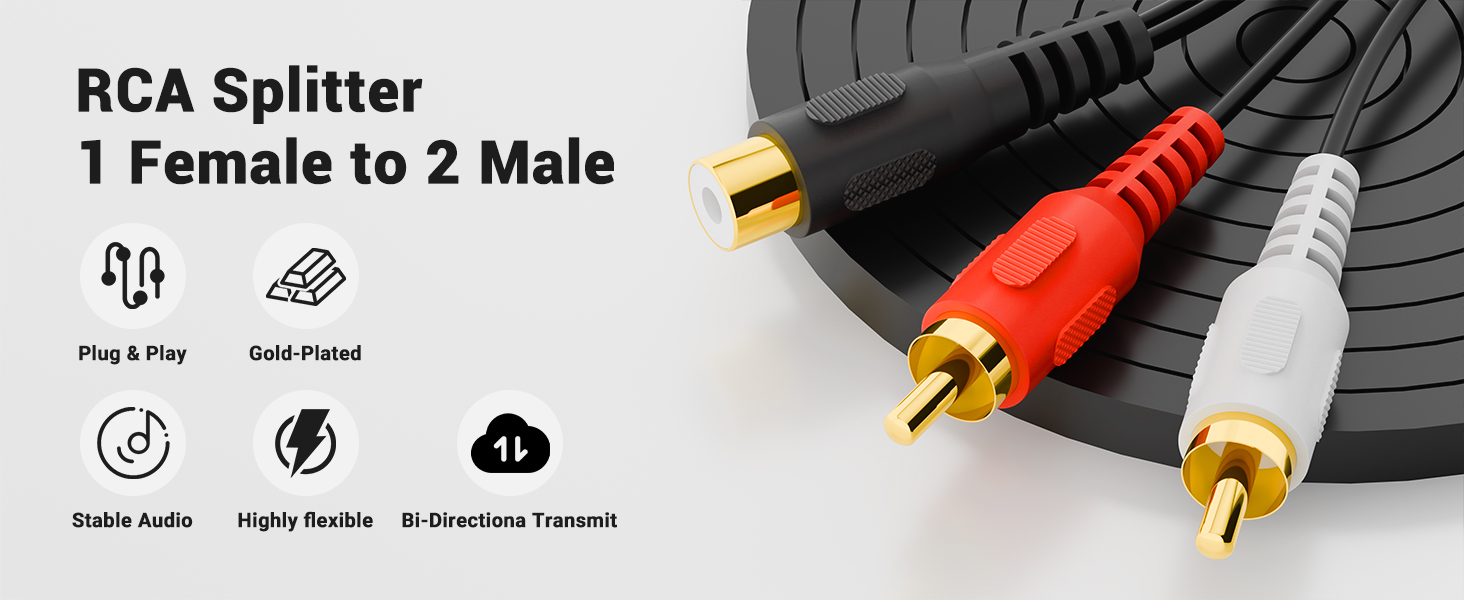 RCA Splitter1 Female to 2 Male