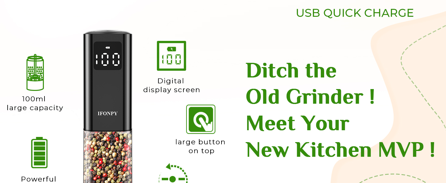 rechargeable salt and pepper grinder set