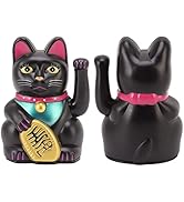 GOWENIC 4 Inch Lucky Cat Happiness and Wealth,Lucky Cat Waving Arm Bright Colors,Good Luck Cat Ba...