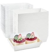 Ocmoiy 50 Pack White Charcuterie Boxes with Clear Secure Lids, Rectangle Disposable Paper Cake Co...