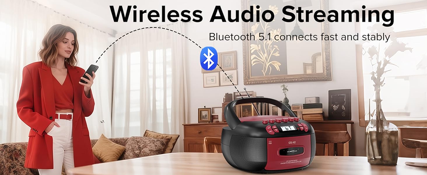 Portable cd bluetooth boombox