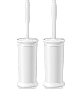 Toilet Brush and Holder 2 Pack, Toilet Bowl Brush with Extra Long Handle, Toilet Scrubber and Cov...