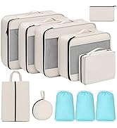 Easortm Packing Cubes 11 Set, Suitcase Organizer Bags Set Travel Organizer Luggage, Collapsible O...