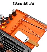 Grill Mat for Blackstone Griddle Accessories - 17" x 11.5" - Silicone BBQ Tools with Drip Pad - G...