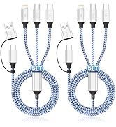 Jogrytece 6 in 1 Multiple Charging Cable, 2Pack 5Ft Multi Chargers Cord for All Devices Braided U...