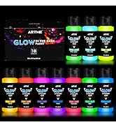 ARTME Glow in The Dark Paint, 10 Bright Colors 60ml/2oz Blacklight Paint Set, Neon Craft Paint, A...