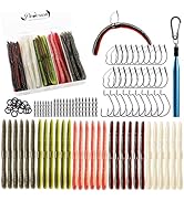 Dovesun Wacky Worm for Bass Trout Fishing Worms Kit with Soft Plastic Baits, Weedless Hooks, Bass...