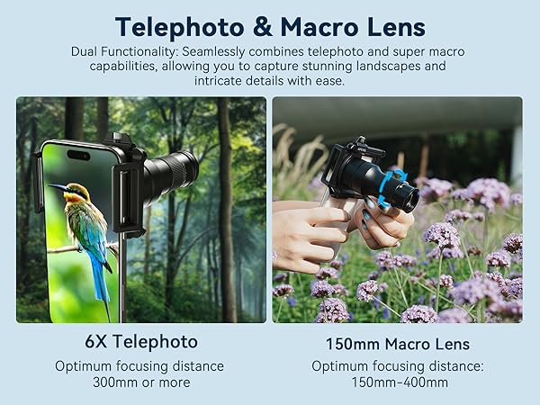 6X telephoto lens &amp; 150mm macro lens