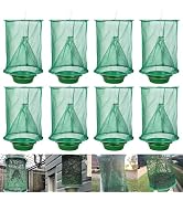 8 Pack Ranch Fly Traps Outdoor Hanging, Reusable Stable Fly Hunter Catcher Cage with Food Bait Tr...