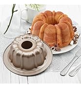 BSDLZCH 5'' Mini Bundt Cake Pan, Carbon Steel Round Fluted Tube Cake Pan, Non-stick Kugelhopf Cak...