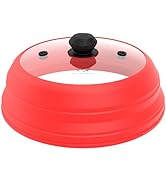 Microwave Splatter Cover Vented Glass Cover Splatter Guard Lid with Collapsible Silicone for Food...
