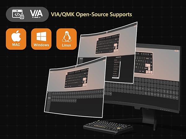 Wireless Gaming Keyboard Black Knob, 75% Aluminum Mechanical Keyboard QMK/VIA