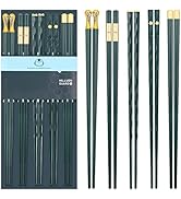 5 Pairs Chopsticks Reusable Fiberglass Dishwasher Safe, 9.57 inch/24.3cm Matte Non-Slip Family/ H...