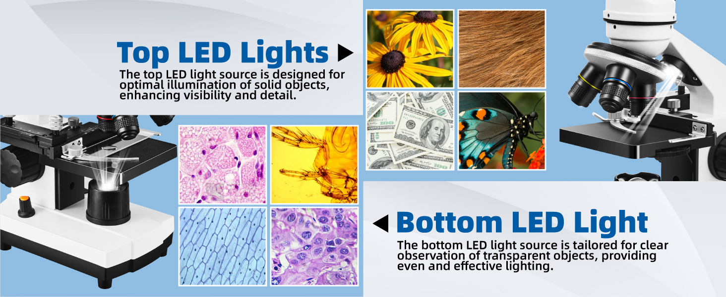Monocular Microscope with LED Light