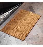 Front Door Mat Indoor Outside Entrance, Heavy Duty Dirt Trapper Coir Doormat with Non Slip Backin...