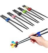 Reusable Chopsticks for Beginner- Fiberglass Training Chop sticks Helpers Set, 5 Pairs Non-Slip B...