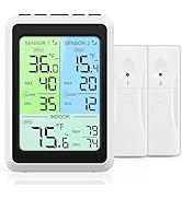 AMIR Upgraded Digital Refrigerator Thermometer with Alarm – 4.5” Wireless Fridge &amp; Freezer Thermo...