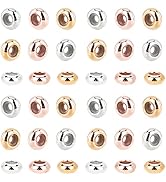 PH PandaHall 60pcs Brass Silicone Slider Beads, 3 Color 7mm Stopper Beads Slider Clasps Stopper B...