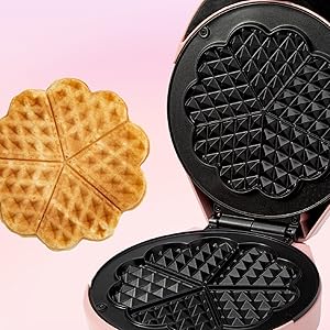 waffle maker mini belgian removable plates heart cast iron double temperature non-stick cool touch