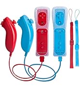 TechKen Motion Plus Wii Controllers 2Packs with Nunchucks, Wii Remote Controllers Compatible for ...