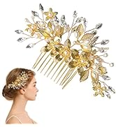 Bride Wedding Hair Comb Pearl Flower Bridal Hair Comb Pearl Bridal Crystal Gold Hair Pins Handmad...