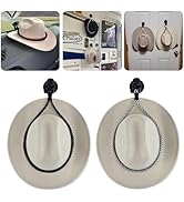Cxtiy Hat Mounts, 2 Pack Cowboy Hat Holder with Suction Cup Tough Rope Cowboy Hat Rack Universal ...