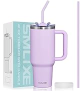SMLIXE 40 oz Tumbler with Handle and Straw Lid,Insulated Reusable Stainless Steel Water Bottle Tr...