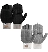 Pleneal Winter Fingerless Gloves for Women Men - Warm Convertible Half Finger Womens Winter Glove...