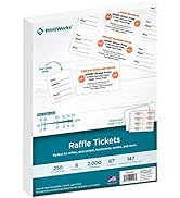 PrintWorks Raffle Tickets, Perforated Cardstock for Tickets with Tear-Away Stubs, 8.5 x 11, 67lb/...