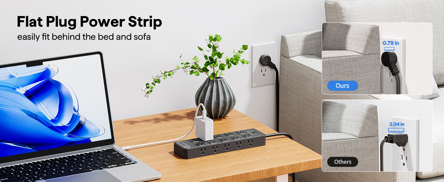 Flat Plug Power Strip