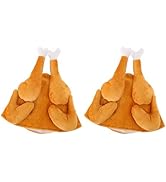 Natudeco 2pcs Roasted Turkey Hat Novelty Thanksgiving Plush Turkey Hat Decoration for Halloween C...